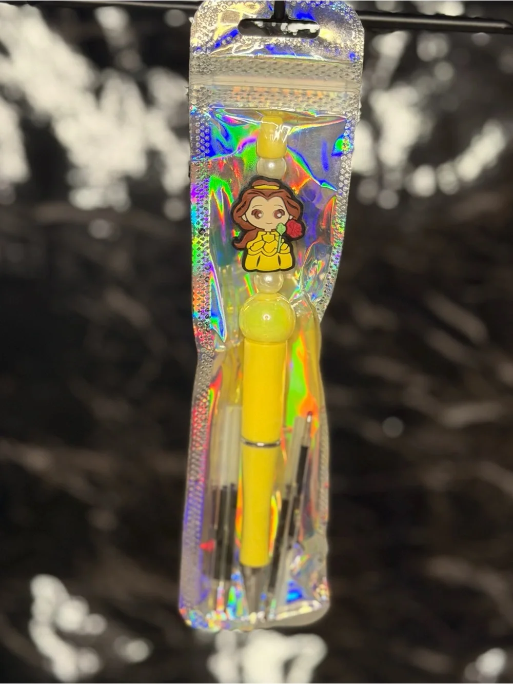 Yellow Belle Princess Focal Bead Pen Black & Blue Ink